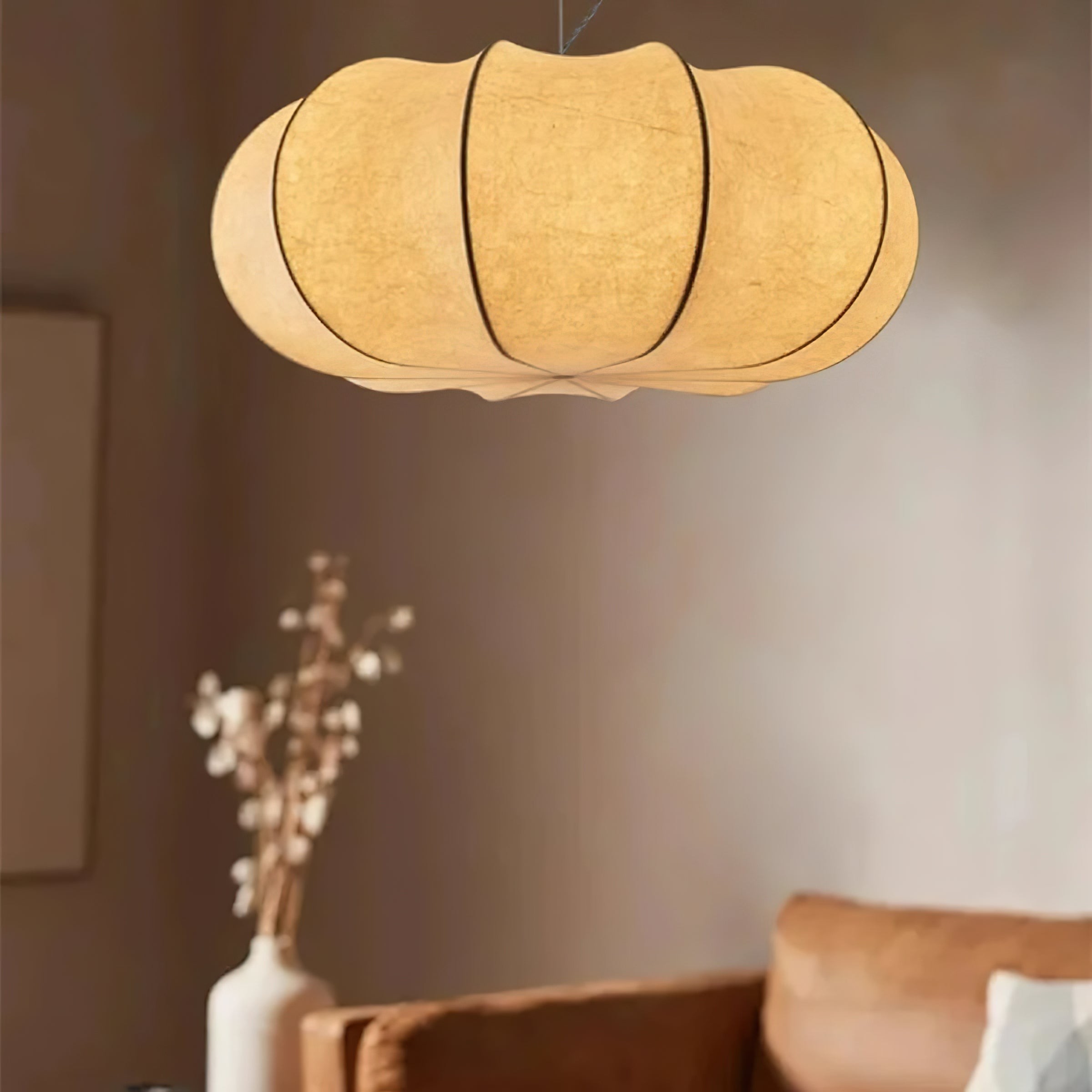 Moderne creatieve platte ronde zijden hanglamp HL660
