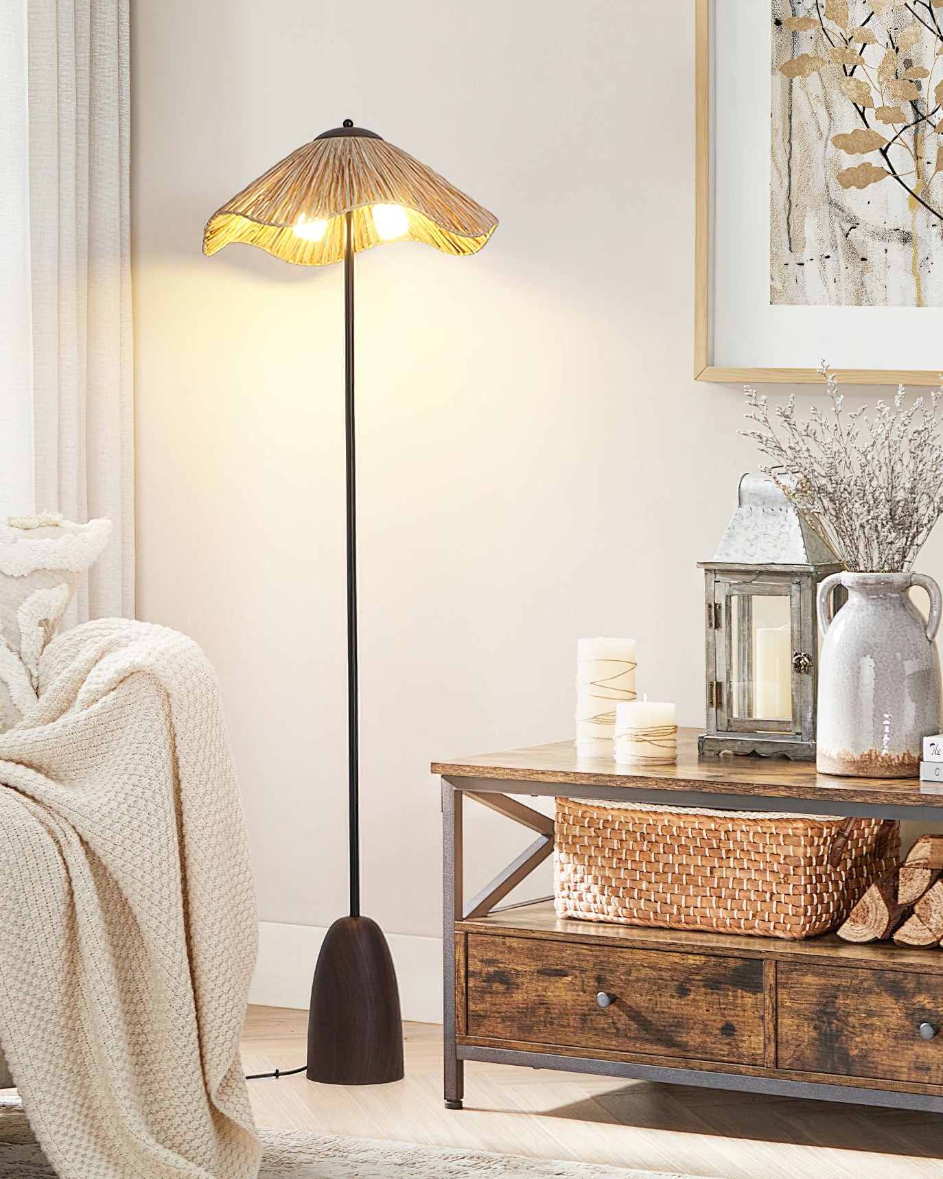 Retro strohoed vloerlamp HL1184