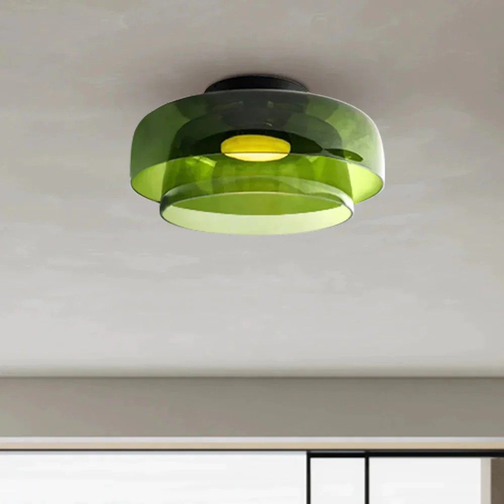 Scandinavische Glazen Schijf Plafondlamp - Noordse Macaron-stijl Lamp voor Woonkamers HL204