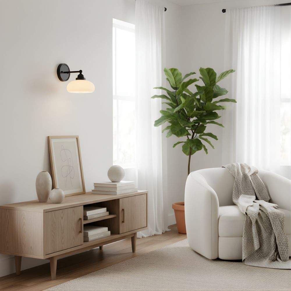 Riven wandlamp - Vintage industriële melkwitte glazen kap voor binnen HL2262