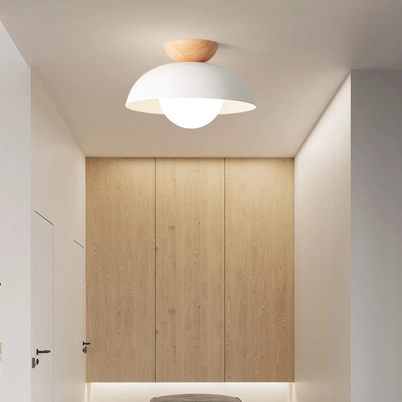 Moderne semi bloemknop houten plafondlamp HL188