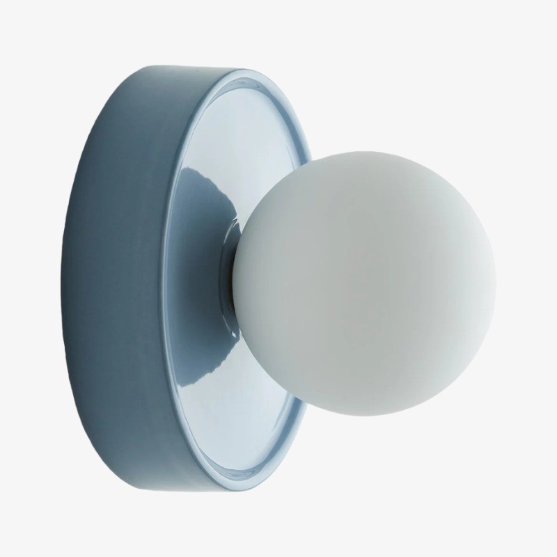 Solna ronde glazen wandlamp met keramische voet - minimalistische verlichting voor slaapkamer of hal HL1932