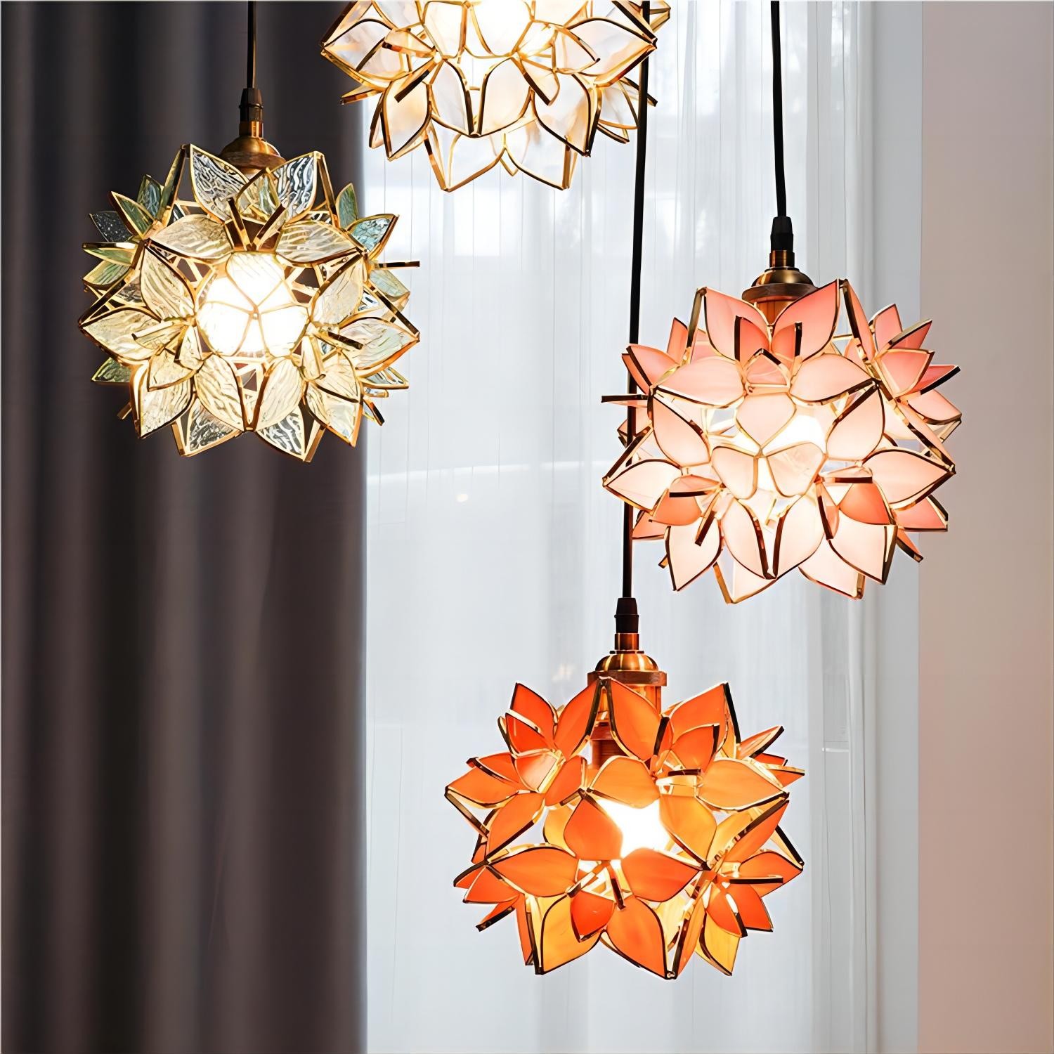 Romantische Handgeblazen Glazen Bloemen Hanglamp HL85