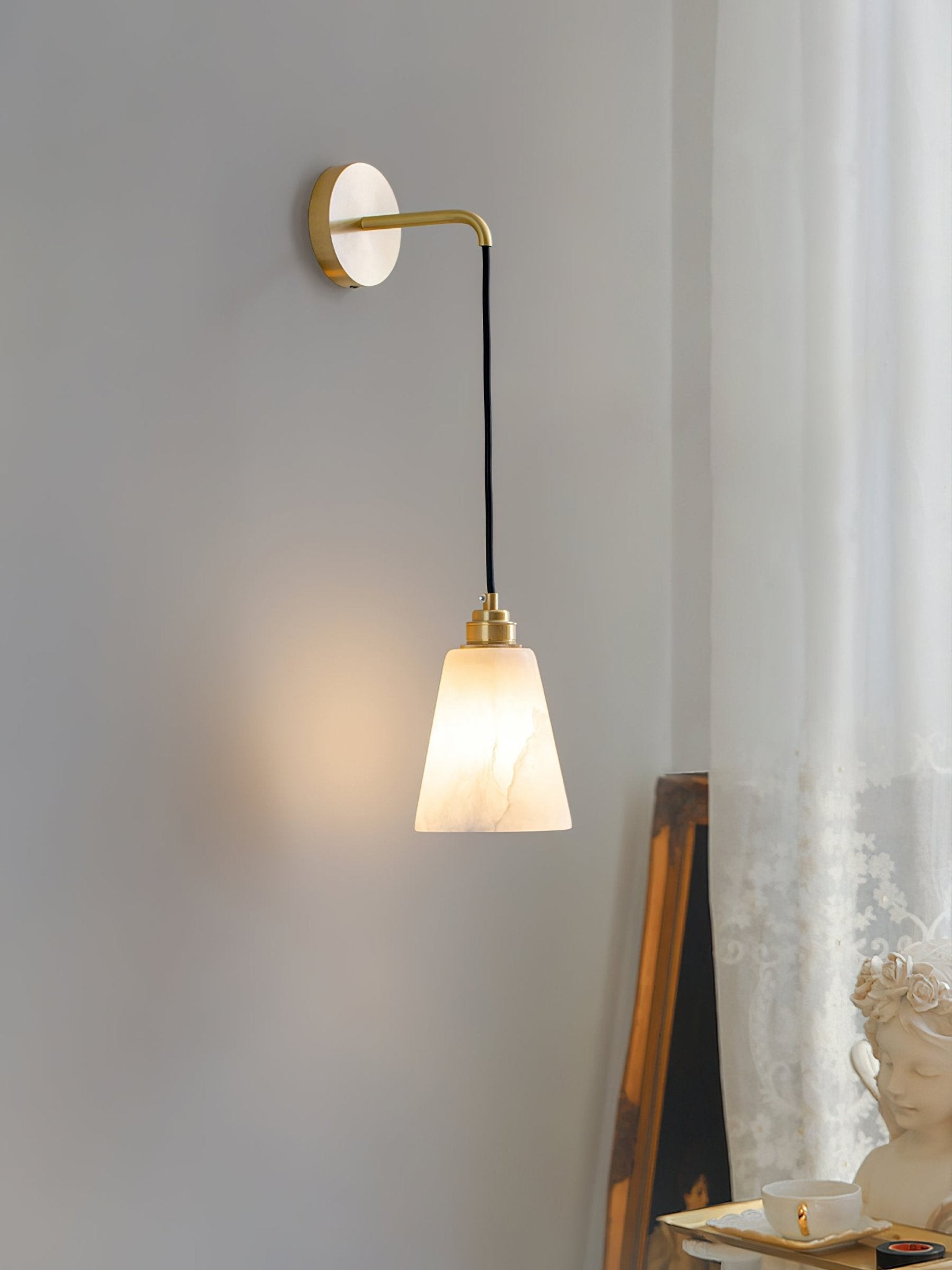 Druppelvormige alabaster wandlamp HL2956