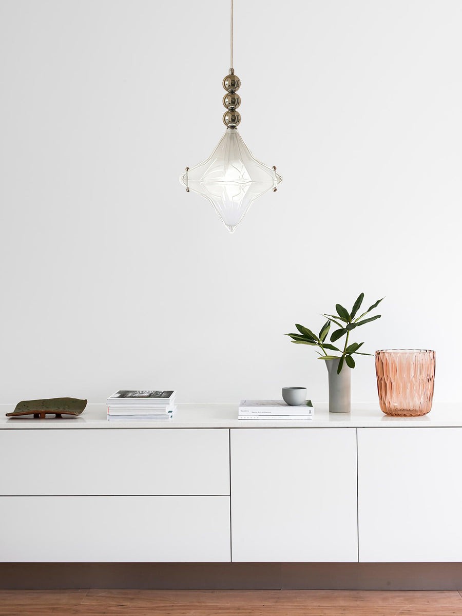 Art Deco Astris Elara Star hanglamp - hanglamp van matglas met geometrische stijl HL1792
