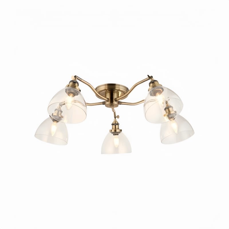 Novera plafondlamp met vintage-look en gebogen armen, halfverzonken, voor woonruimtes HL2238