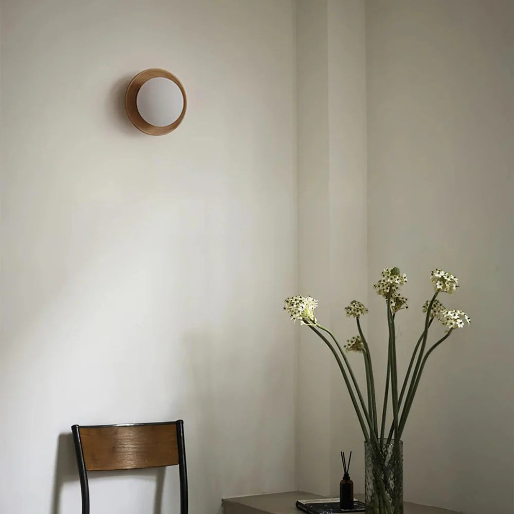 Scandinavische minimalistische LED-wandlamp van natuurlijk hout HL3333