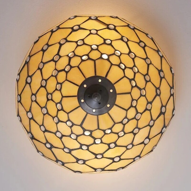 TF Pearl handgemaakte Tiffany plafondlamp - Art Deco glas-in-loodlamp voor hal of woonkamer HL2194
