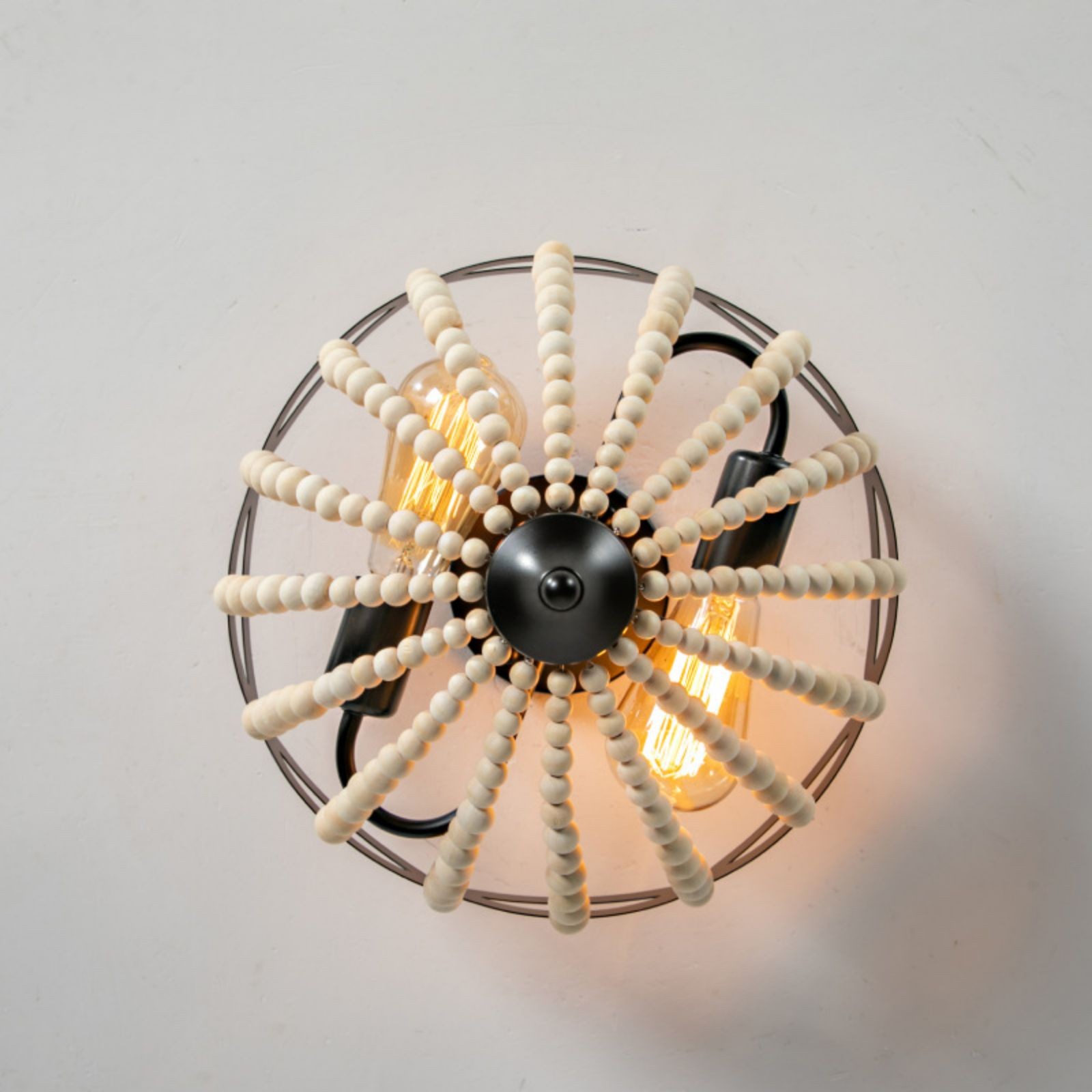Retro Rustieke Metalen Houten Kralen Plafondlamp HL240