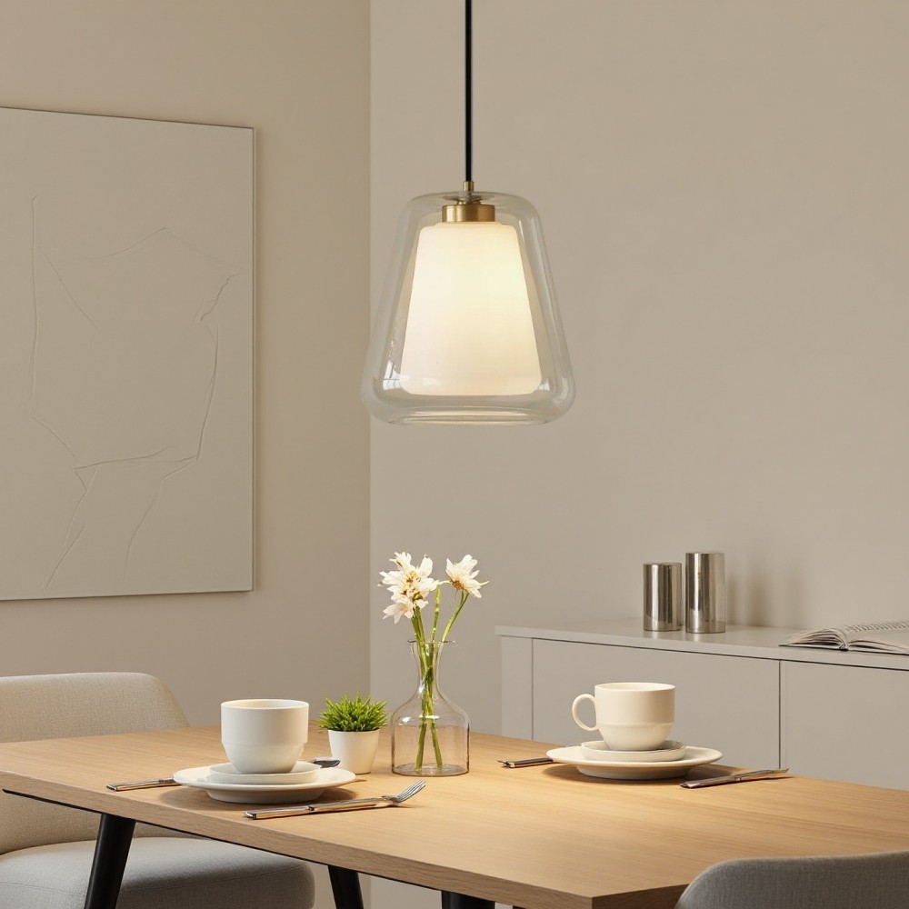 Hanglamp met dubbel glas - modern flesontwerp voor de keuken HL1317