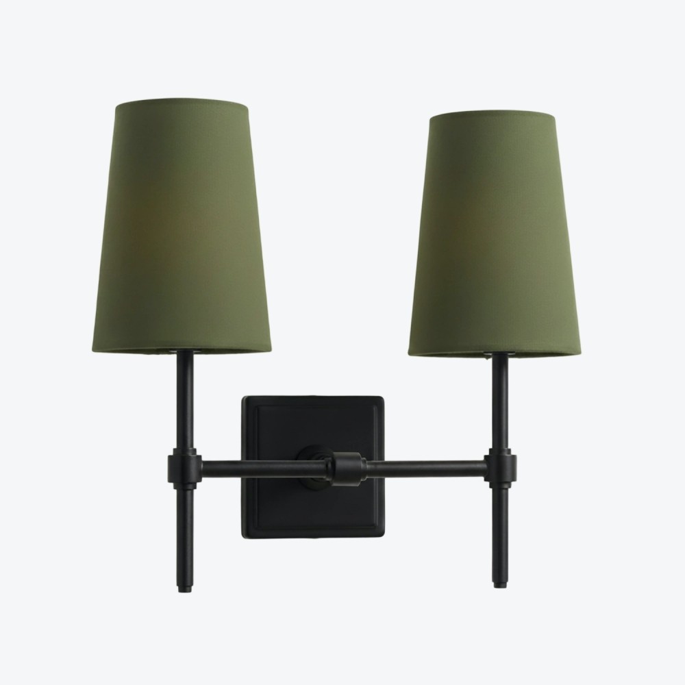 Derlina Witte Linnen Wandlamp – Retro Metalen Verlichtingsarmatuur met Meerdere Hoofden HL1433