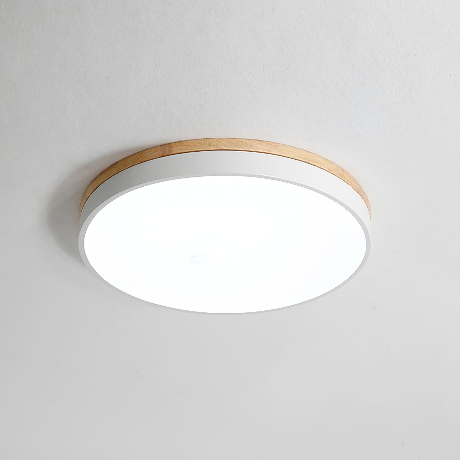 Witte ronde houten plafondlamp HL828