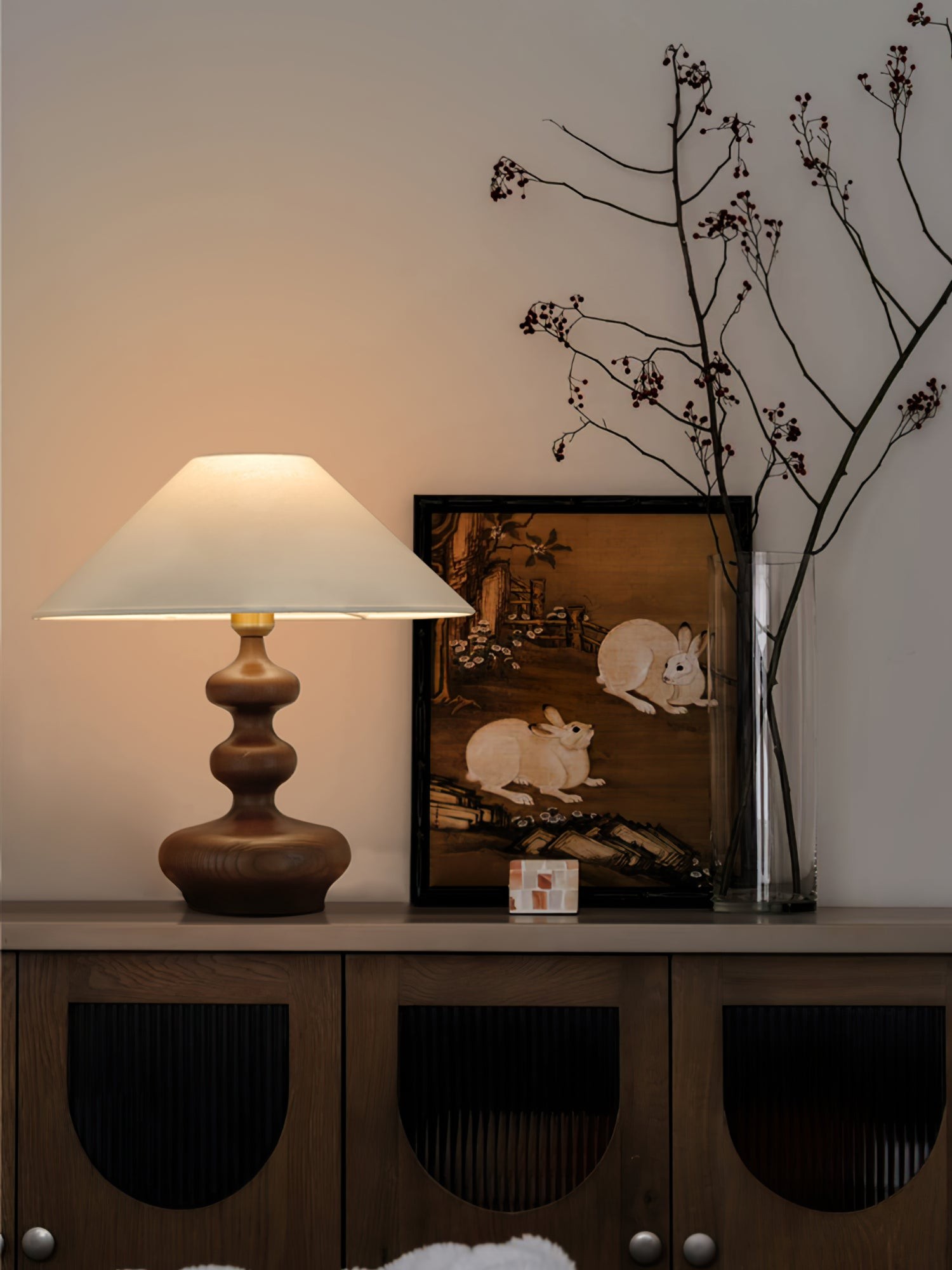 Nordic Retro Massief Houten Tafellamp HL472