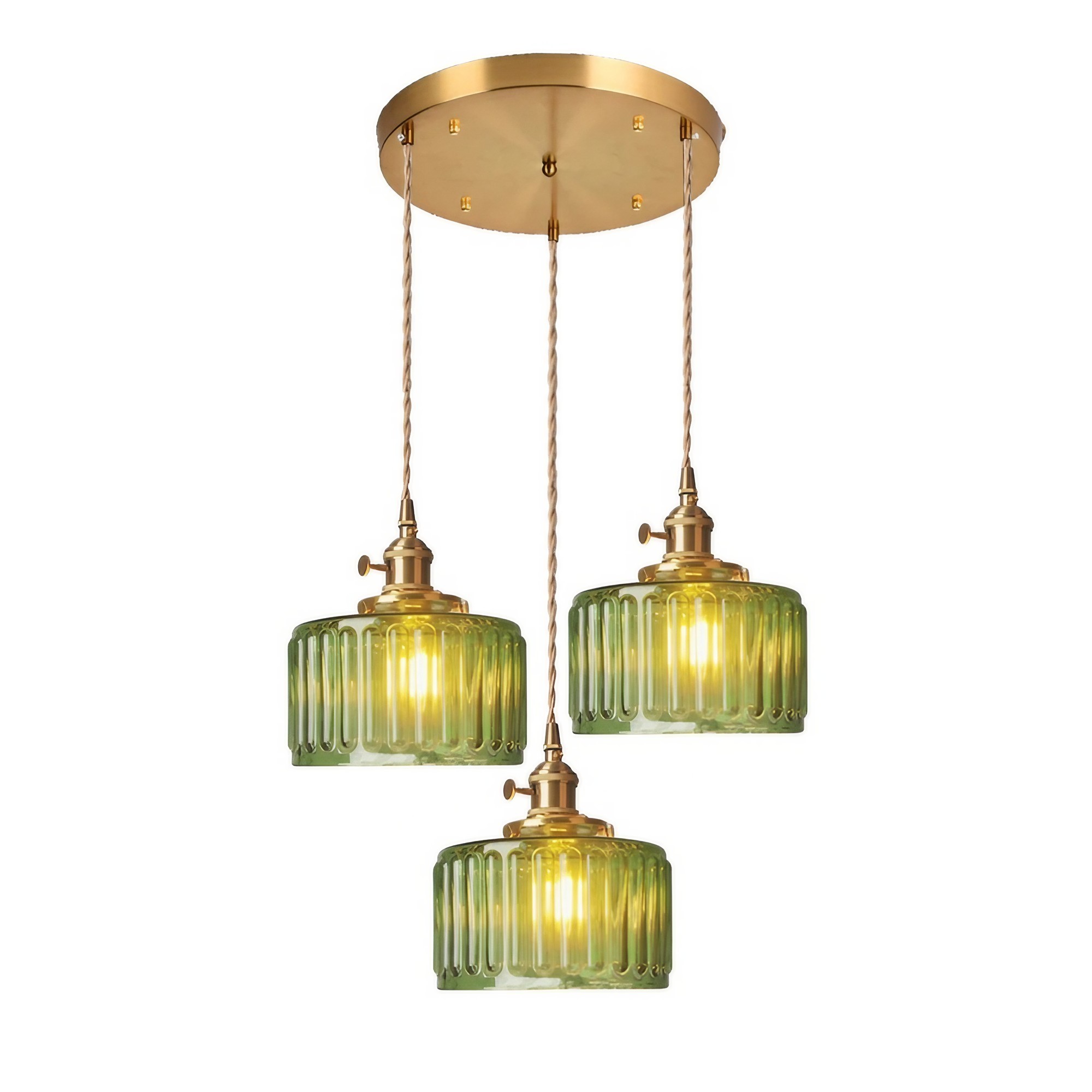 Retro Korte Cilinder Golvende Glazen Hanglamp HL315