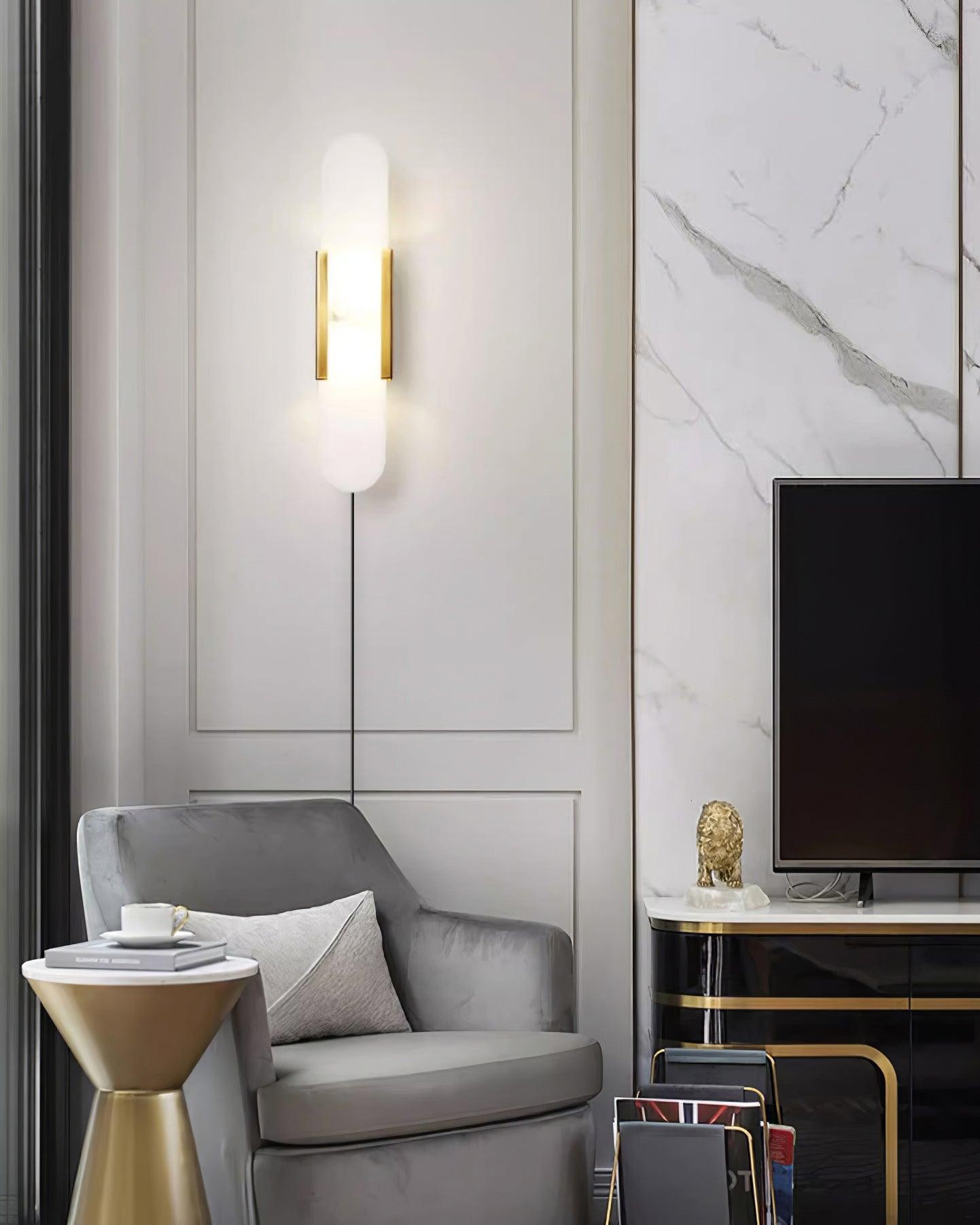 Alabaster Verlengde Plug In Wandlamp HL714