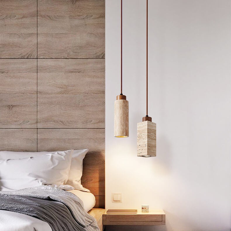 Wabi Sabi hanglamp van massief hout en steen HL971