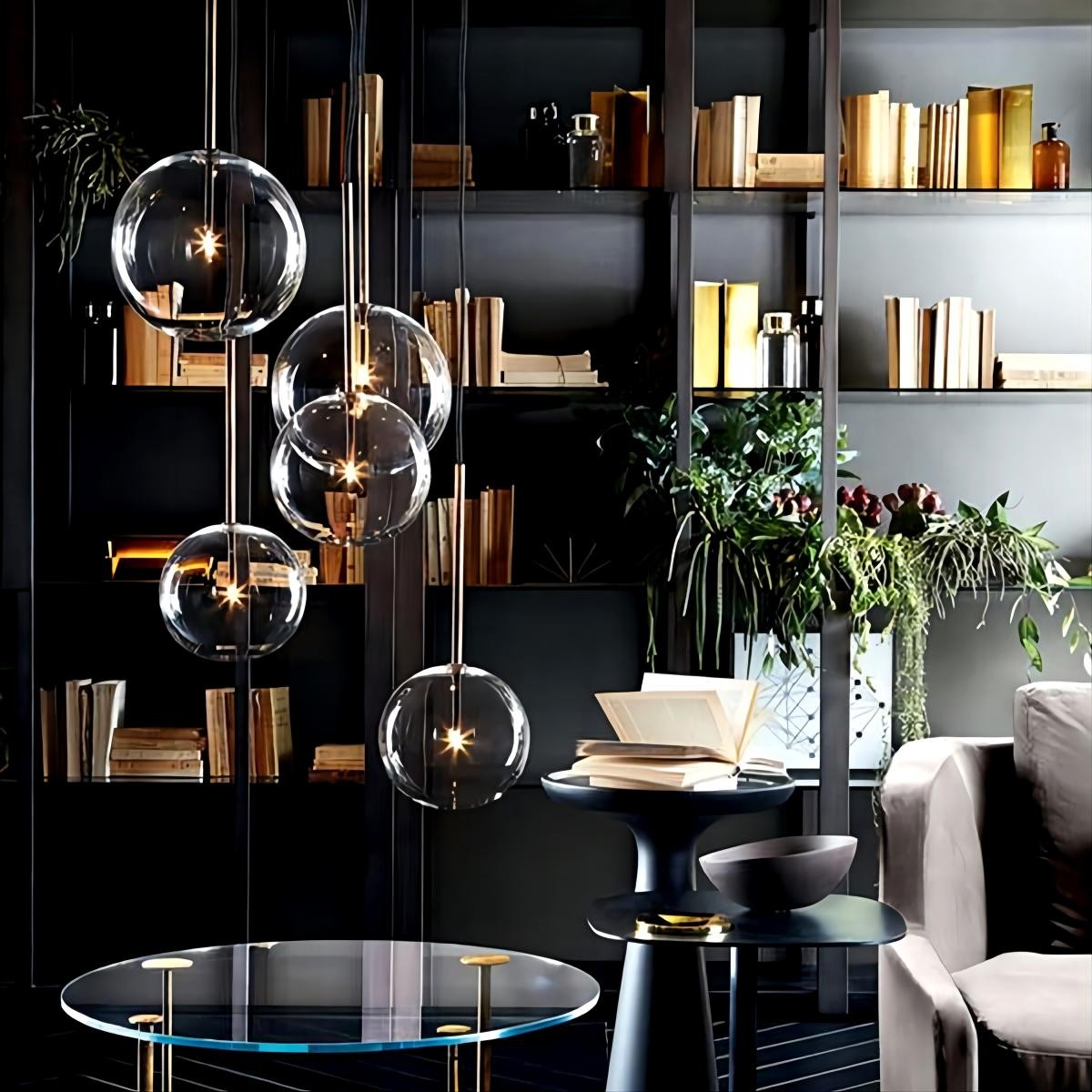 Glazen bollen hanglamp