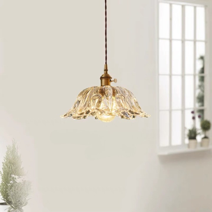 Retro Franse bloemen glazen hanglamp HL1275