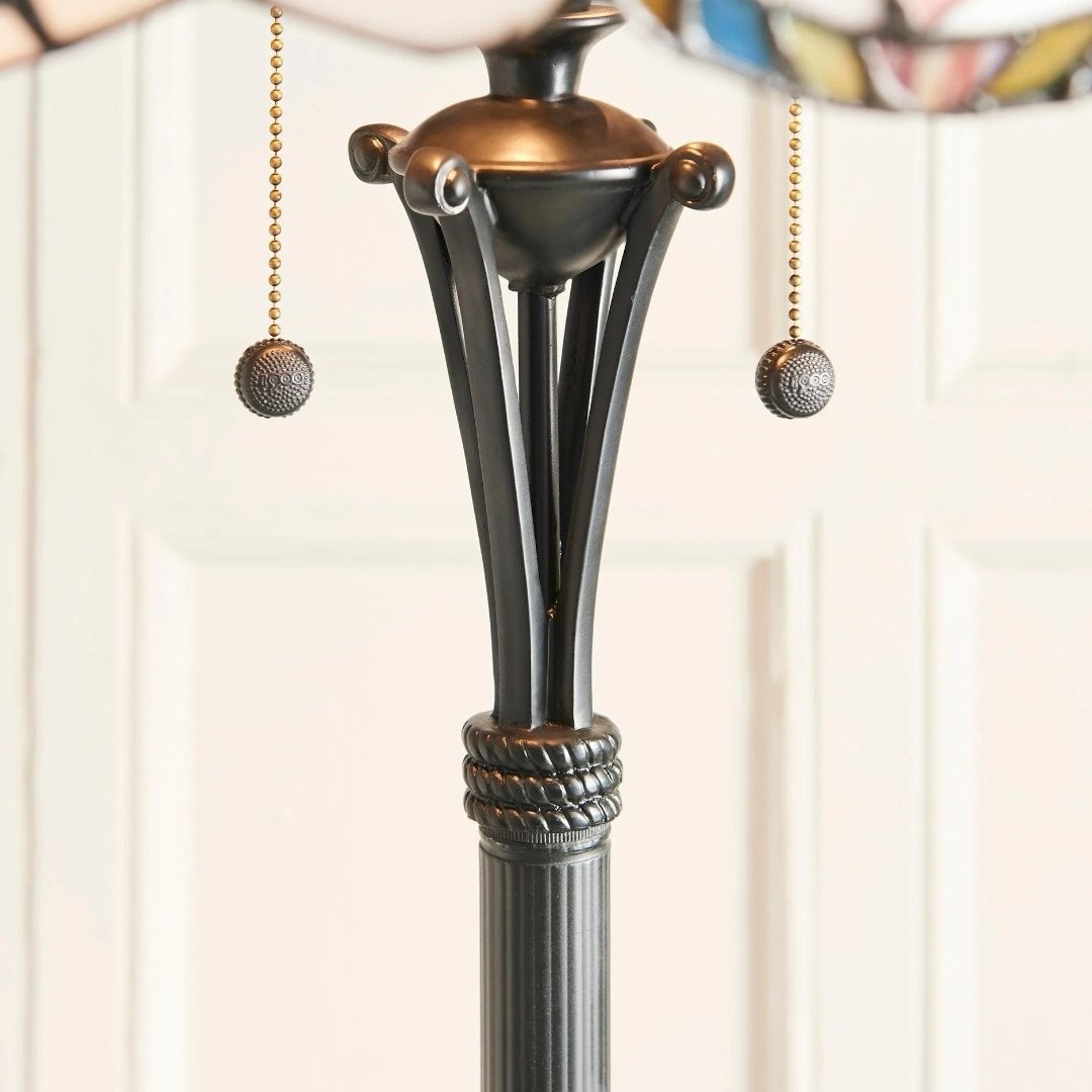 TF Sullivan Tiffany vloerlamp - bloemmotief in gebrandschilderd glas voor studeerkamer of woonkamer HL2057