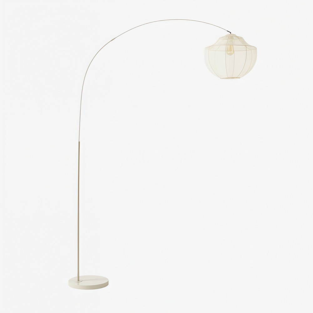 Lumifil Arc vloerlamp met textielen kap en metalen voet voor zachte, sfeervolle verlichting in de woonkamer HL1977