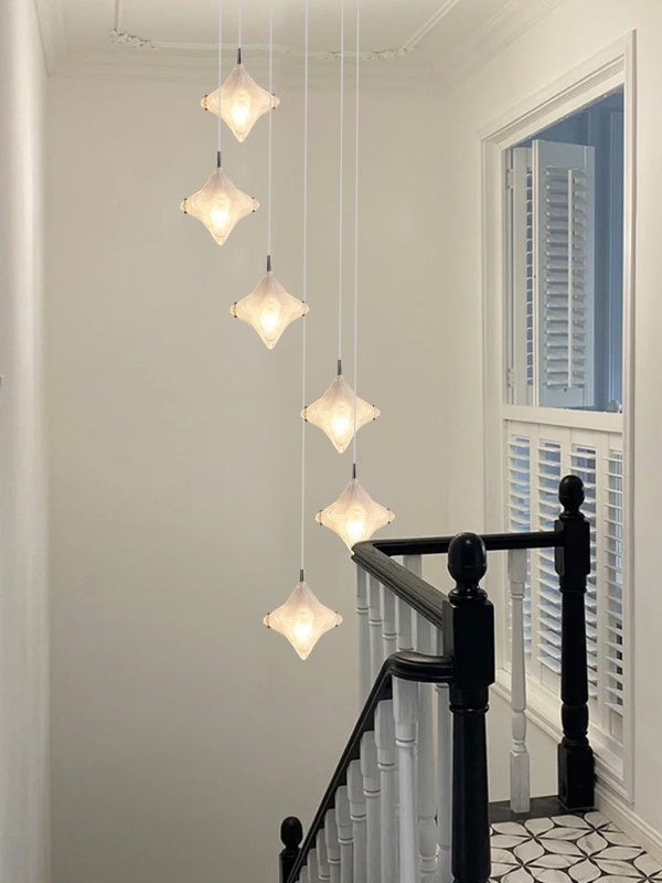 Art Deco Star Trap Hanglamp - Gematteerd Glazen Hanglamp - Astris Altair HL1795