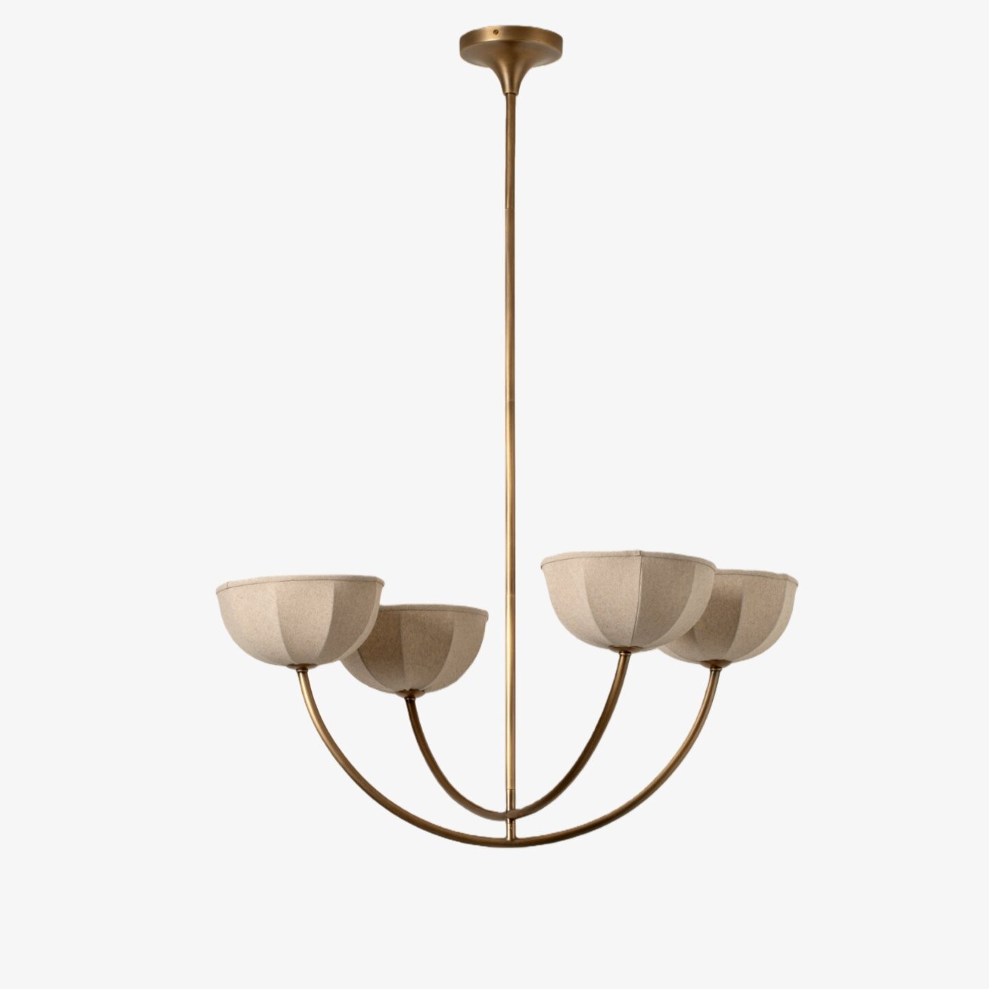 Loomis kroonluchter - elegante, met linnen beklede kap en messing afwerking, moderne hanglamp voor de woonkamer HL2518