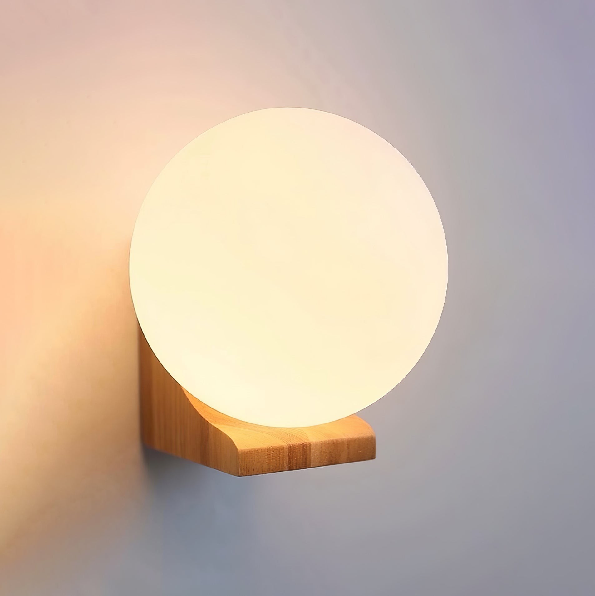 Minimalistische houten geometrische beugel glazen bol wandlamp HL444