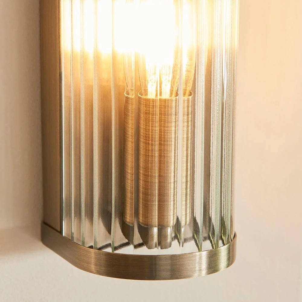 RibGlow Art Deco wandlamp met geribbeld glas - Vintage-geïnspireerde wandlamp voor de woonkamer HL2037