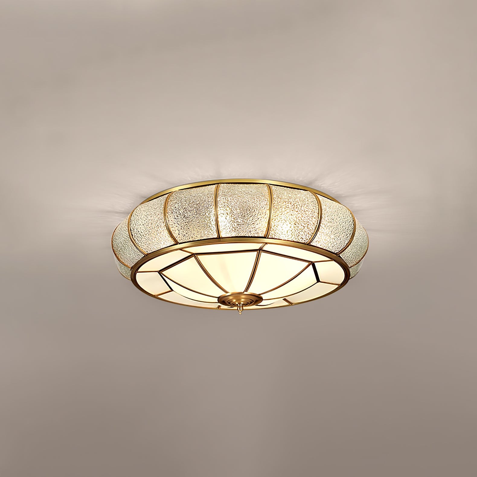 Ronde plafondlamp van getextureerd glas HL756