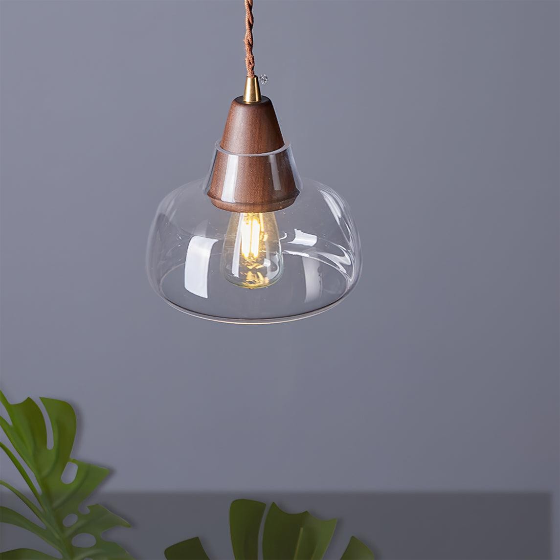 Hanglamp van notenhoutglas HL915
