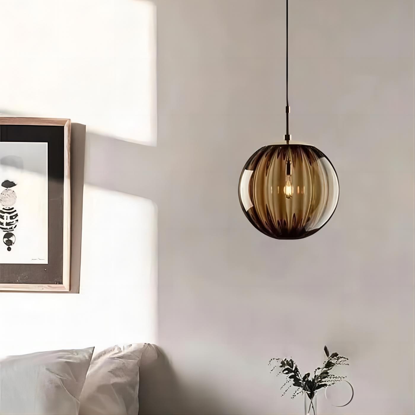 Glazen Bol Hanglamp Met Scandinavisch Waterpatroon HL260