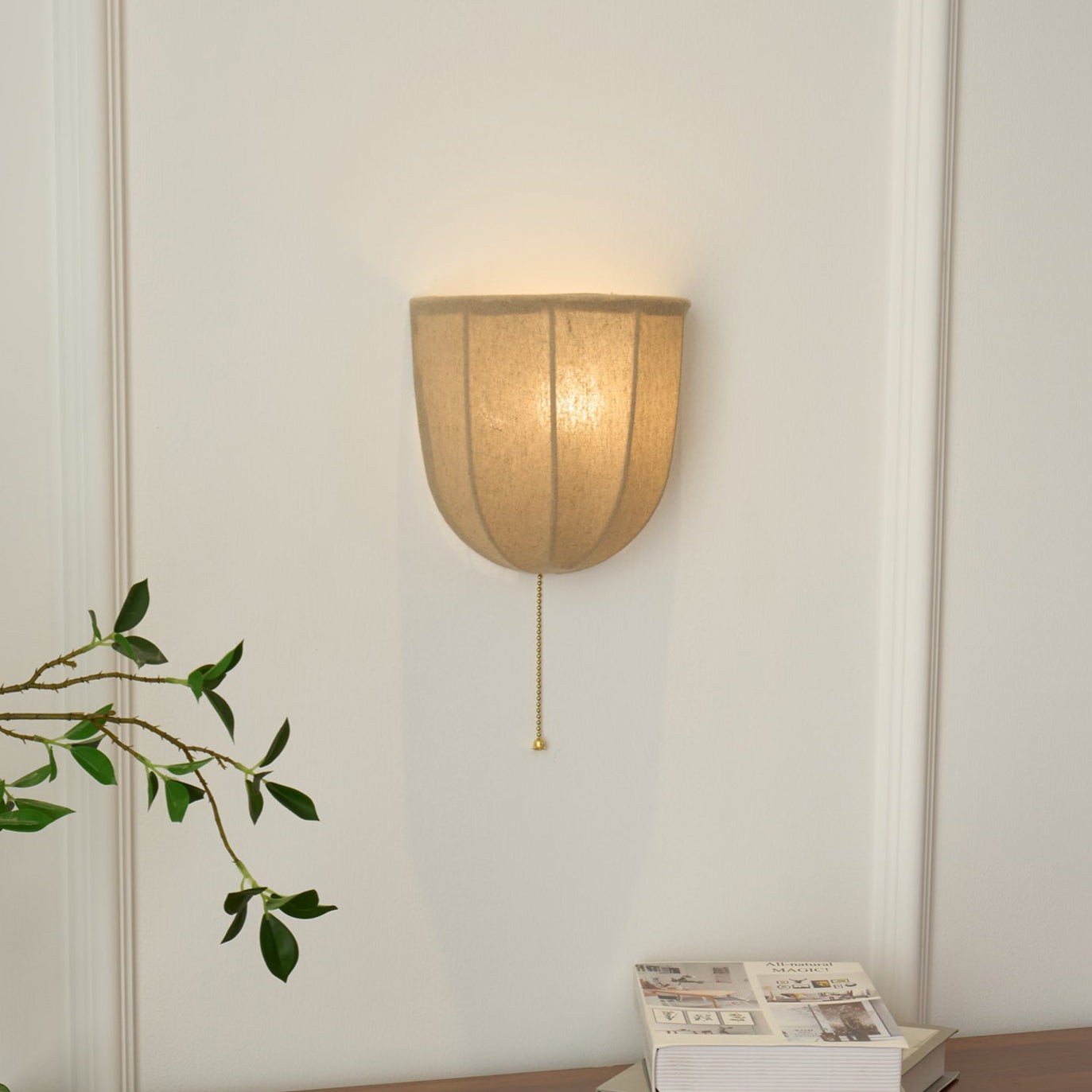 Fablune linnen wandlamp - moderne wandlamp met stoffen kap en textuur voor de woonkamer HL1134