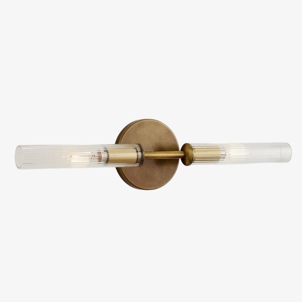 Bravira geribbelde glazen wandlamp - buisvormige metalen lamp met klassieke afwerking HL1554