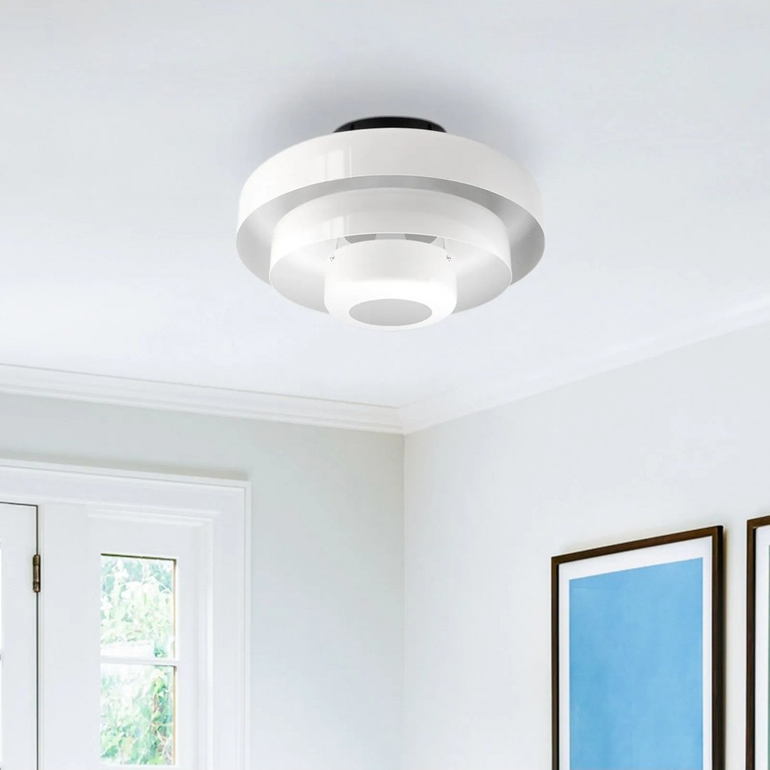 Veleora Bauhaus Drielaagse Plafondlamp - Kleurrijke Metalen Schijflamp HL1843
