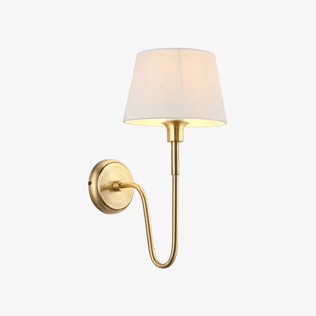 Ivoralux Wandlamp met taps toelopende stoffen kap - Moderne klassieke wandlamp met gebogen arm voor gangen of slaapkamers HL2143