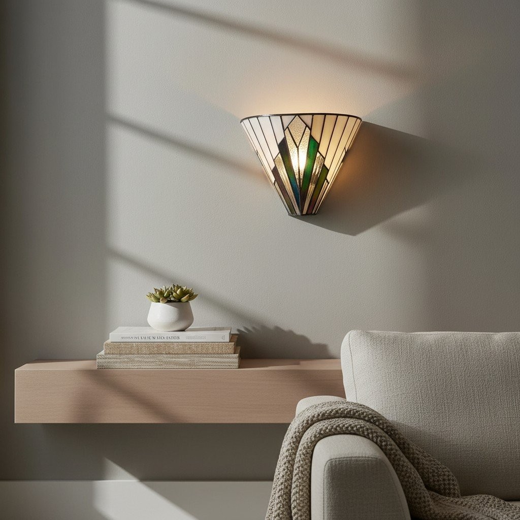 TF Astoria Vintage Waaiervormige Wandlamp - Handgemaakt Kunstglas - Sfeerverlichting voor Slaapkamer HL2234