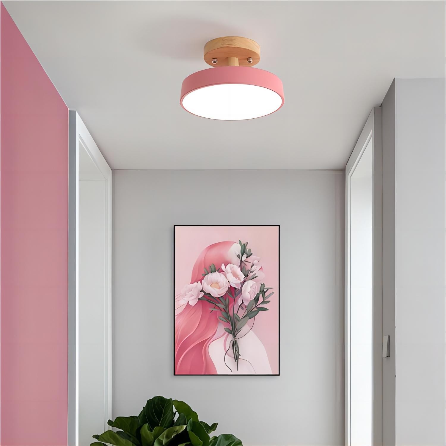 Scandinavische Macaroon Houten Ronde Plafondlamp HL152