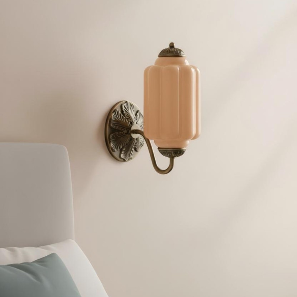 Vintage Melkglas Eloise Kandelaar Wandlamp HL844