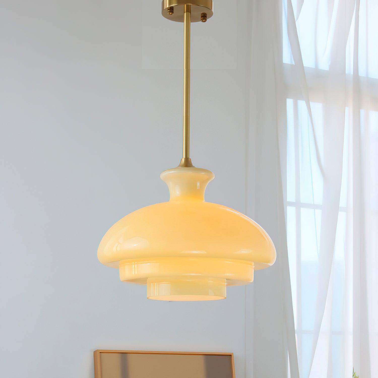 Ronde gele stijlvolle eenvoudige glazen hanglamp HL638