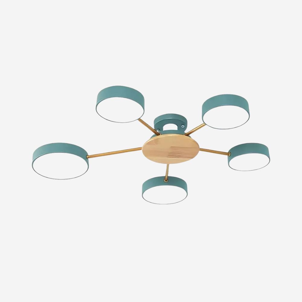 Moderne plafondlamp met takkenschijf - LED-lamp van hout voor eetkamer HL1345