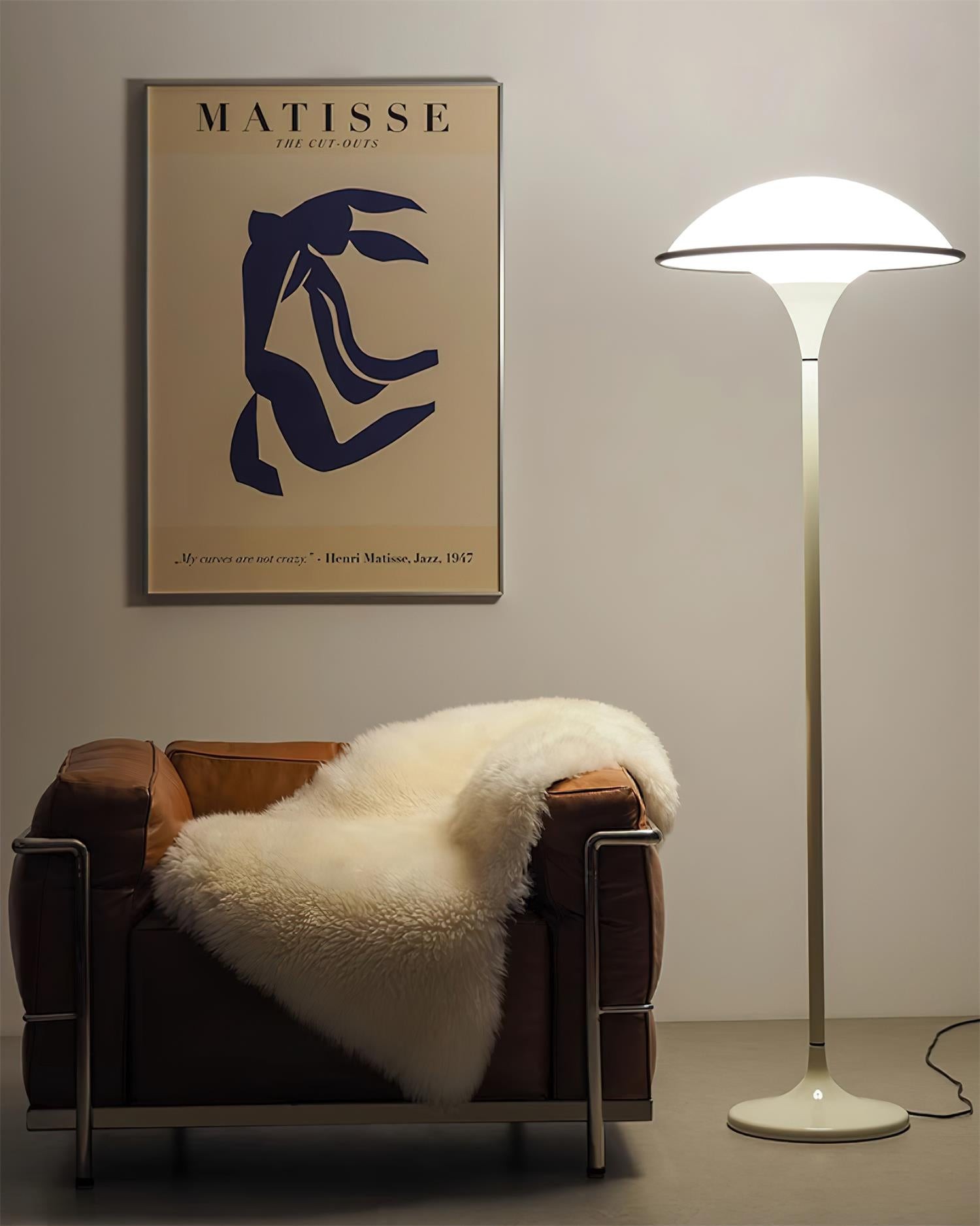 Deense Retro Witte Vliegende Schotel Vloerlamp HL424