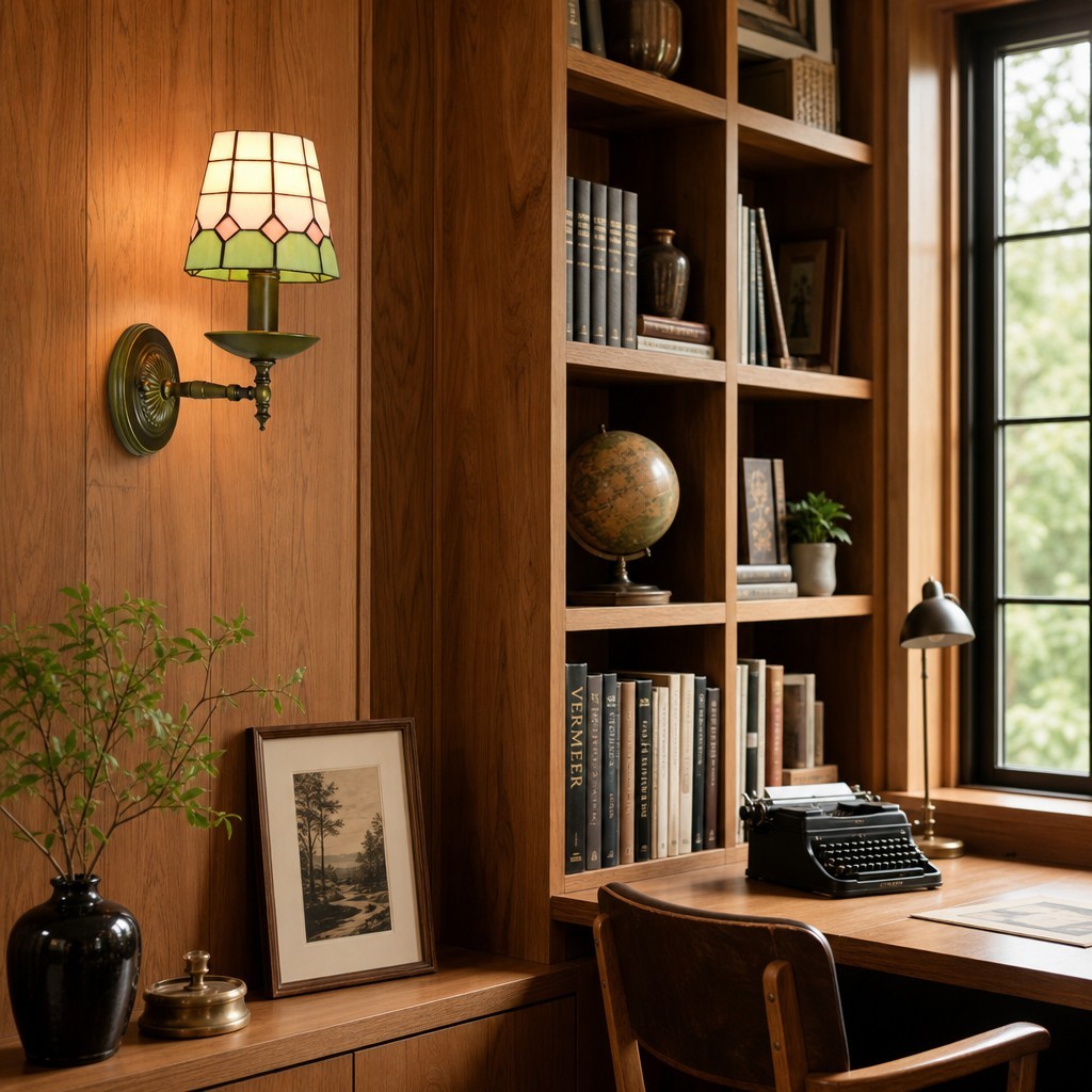 TF Tivanny Vintage Retro Wandlamp met Glas-in-lood voor Slaapkamers en Hal HL3556