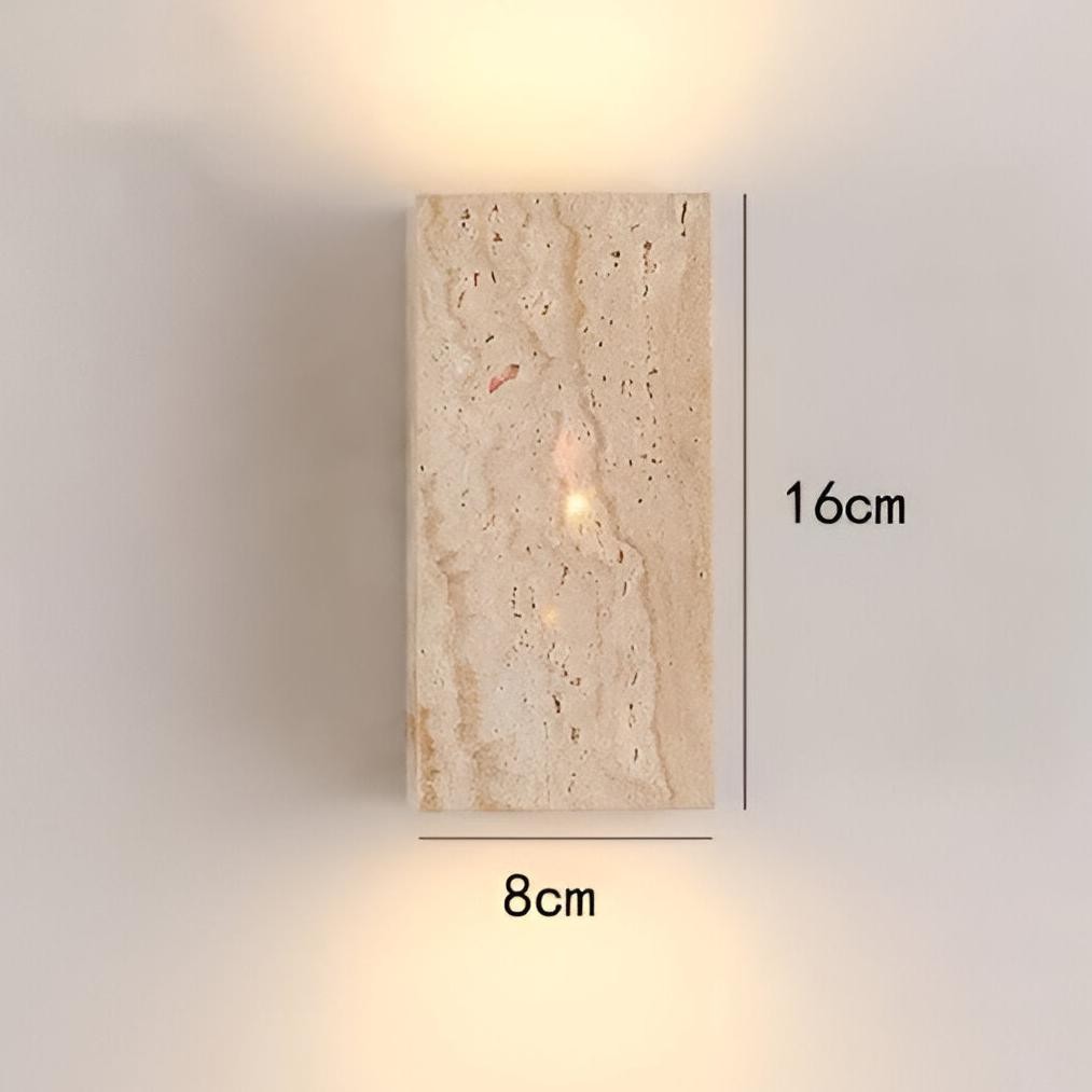 Minimalistische LED-wandlamp voor buiten van travertijnsteen HL1278
