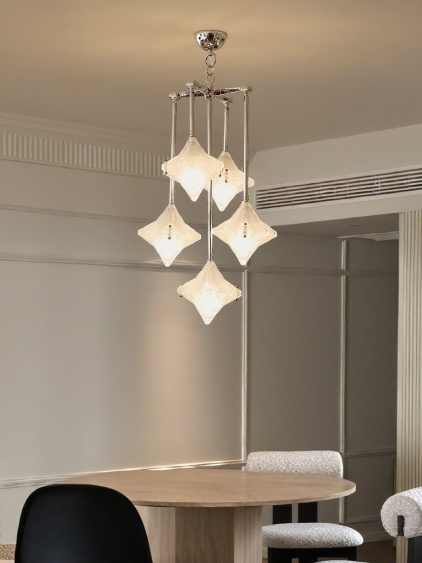 Art Deco Astris Star Kroonluchter - Decoratief armatuur van gematteerd glas voor eetkamer HL1791