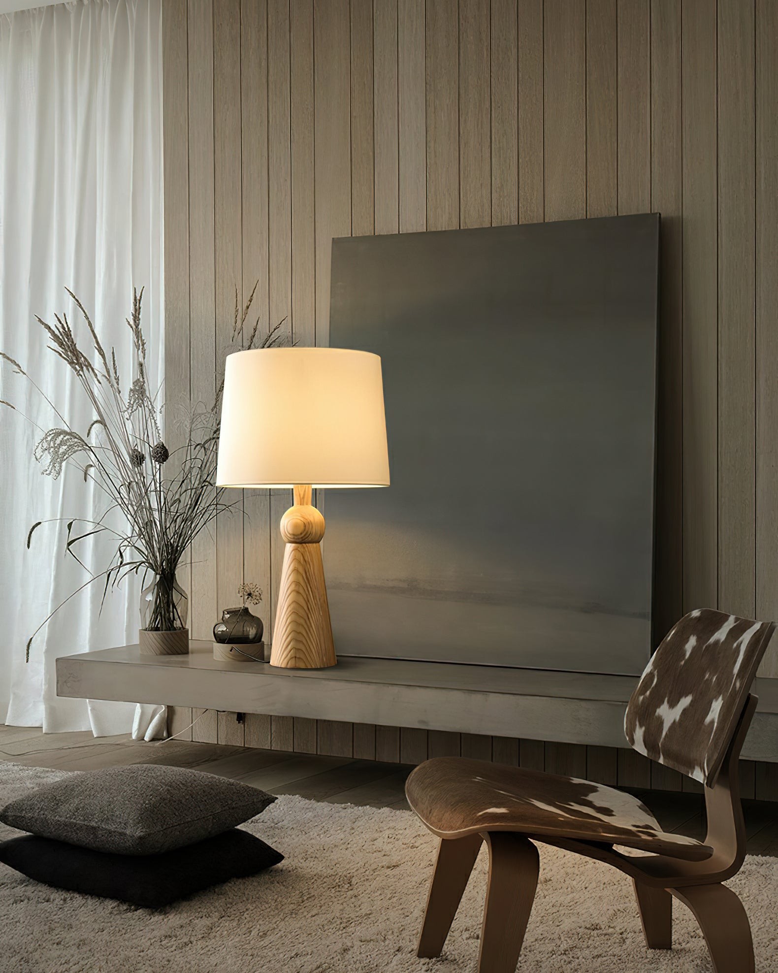 Nordic Retro Massief Houten Stoffen Tafellamp HL372