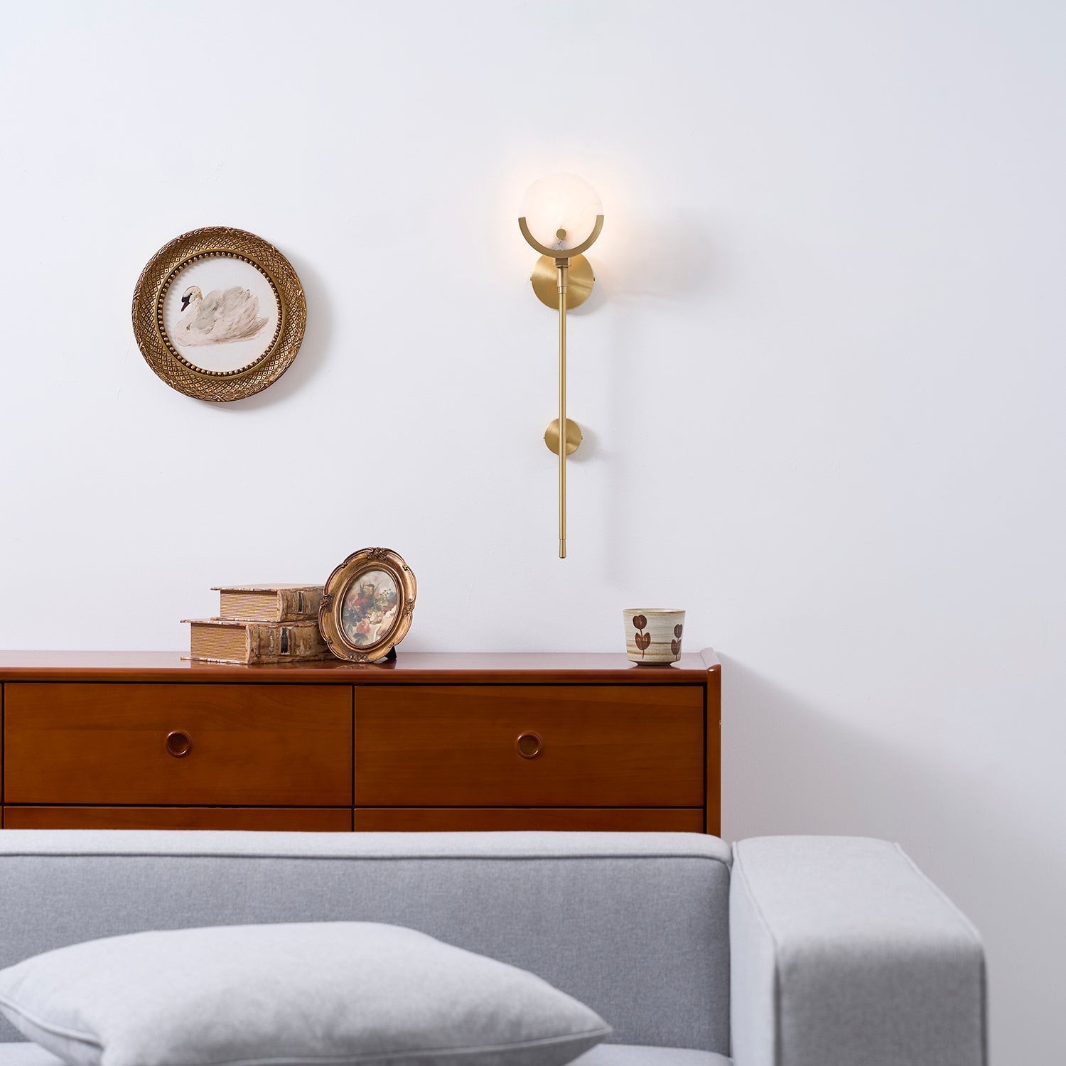 Ava messing alabaster wandlamp HL2941
