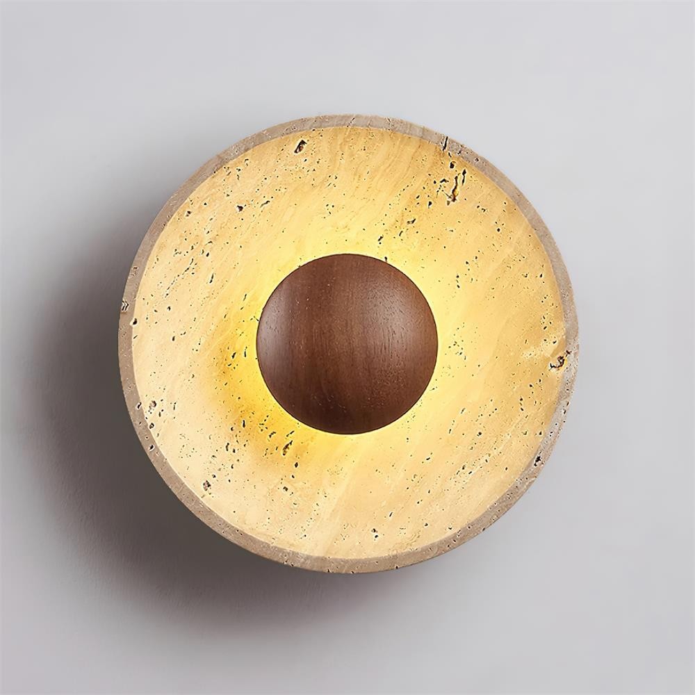 Crèmekleurige houten bolvormige wandlamp HL562