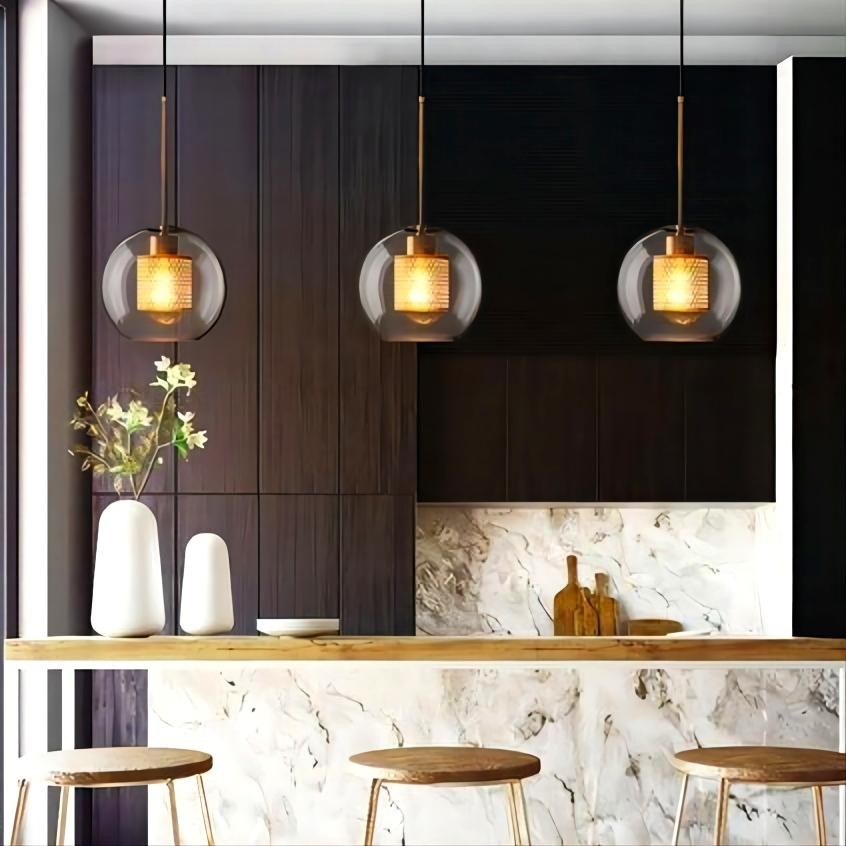 Vintage Glazen Hanglamp Industriele Woonkamer HL41