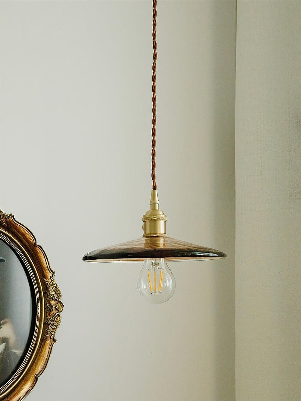 Messing Vintage Helder Glazen Hanglamp HL623