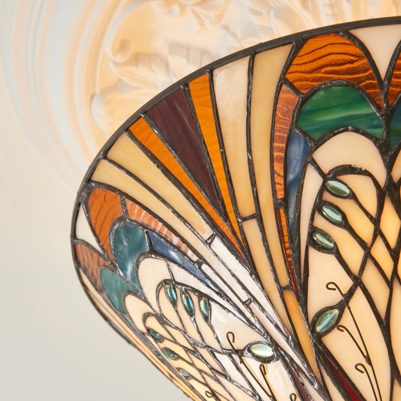 TF Hector Plafondlamp - Handgemaakt glas-in-lood design, half-inbouw of hanglamp voor thuis HL2217
